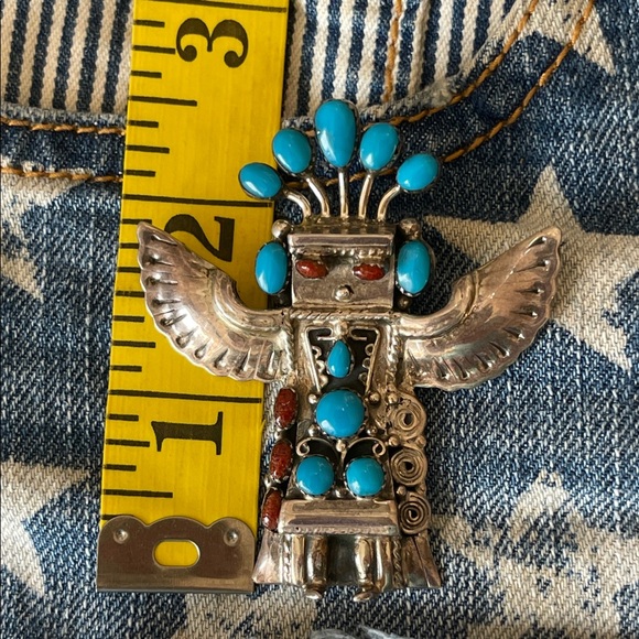 native American sterling Silver and Turquoise Kachina pendant - Picture 8 of 10